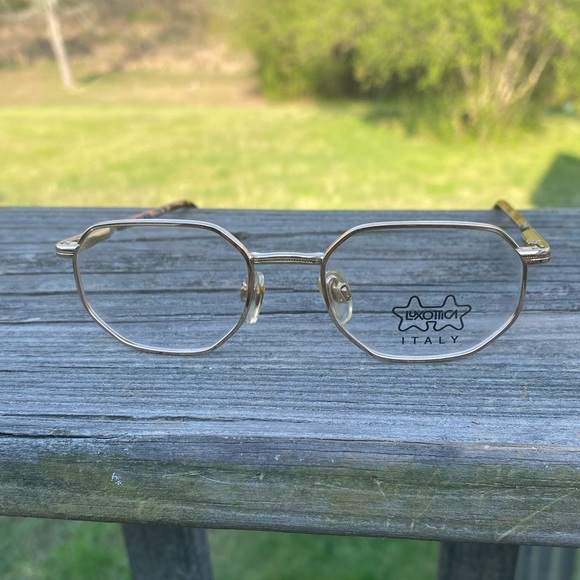 Luxottica frames Italy Gold electroplated Octagonal Metal Glasses 46[]17 125 - Picture 3 of 8